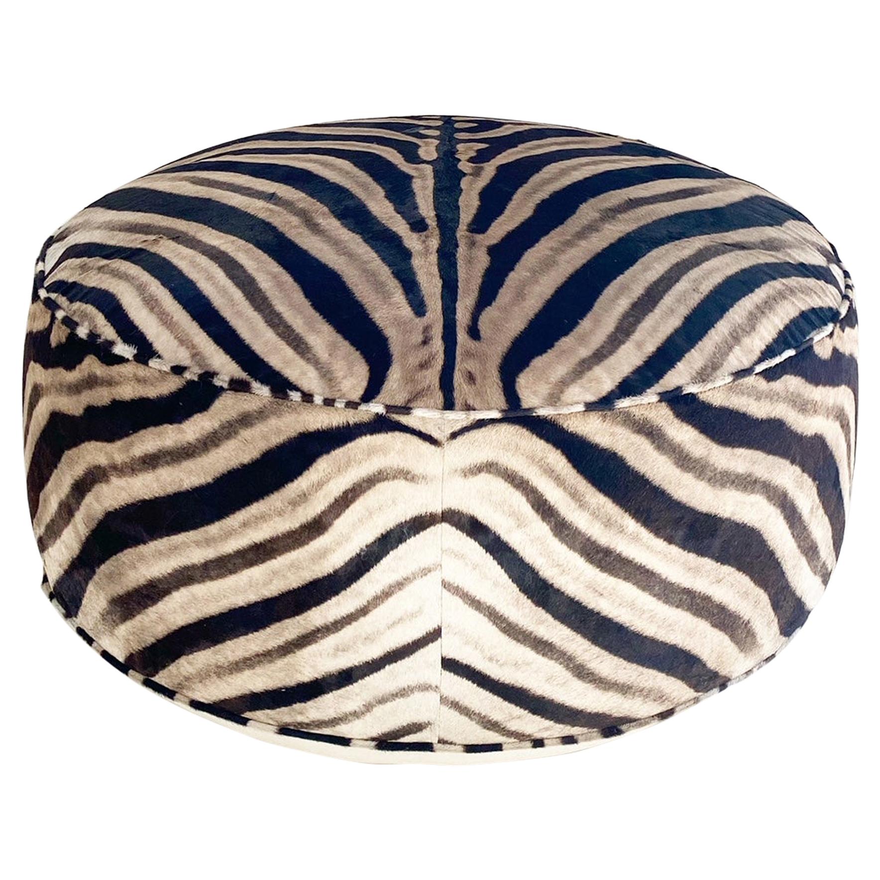 The Forsyth Cloud Ottoman in Zebra Hide For Sale