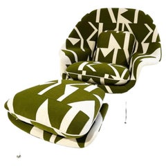 Forsyth Eero Saarinen Womb Chair and Ottoman in Pierre Frey 'Wokabi' Fabric