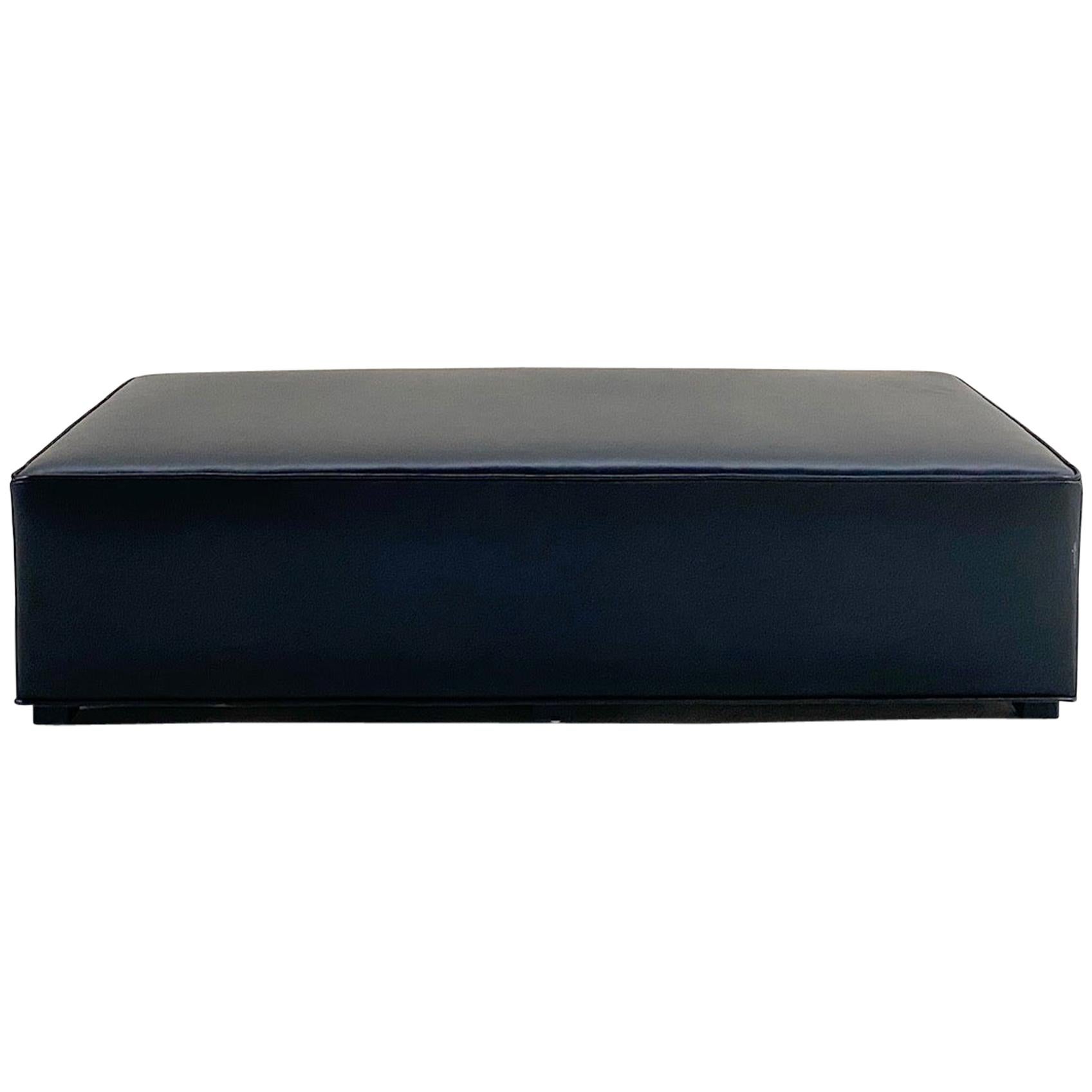 Forsyth Large Ottoman in Black Leather For Sale