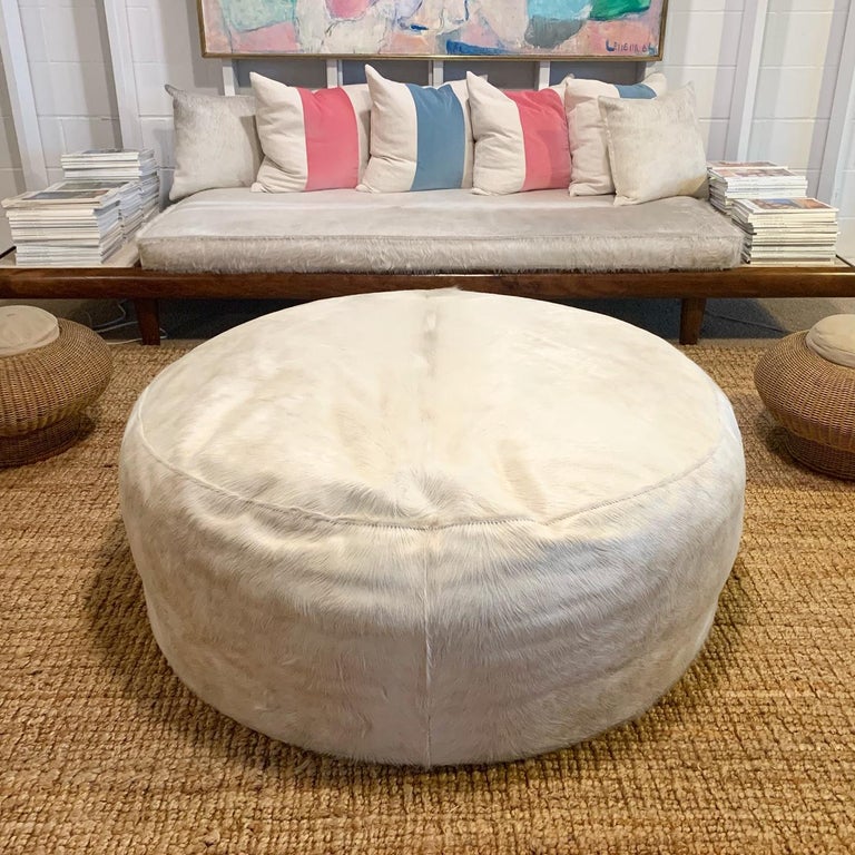 Forsyth Large Round Cowhide Ottoman For Sale At 1stdibs
