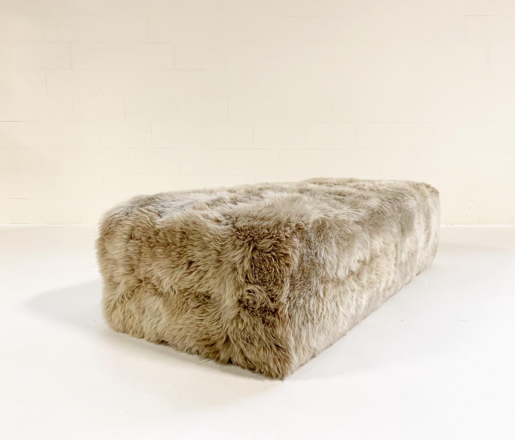 Part of the Forsyth signature collection. This is a versatile piece for any room adding natural texture and pattern. The perfect coffee table, ottoman, bench at the end of a bed, or extra seating.

Custom made to order. Please allow 10 to 12 weeks.