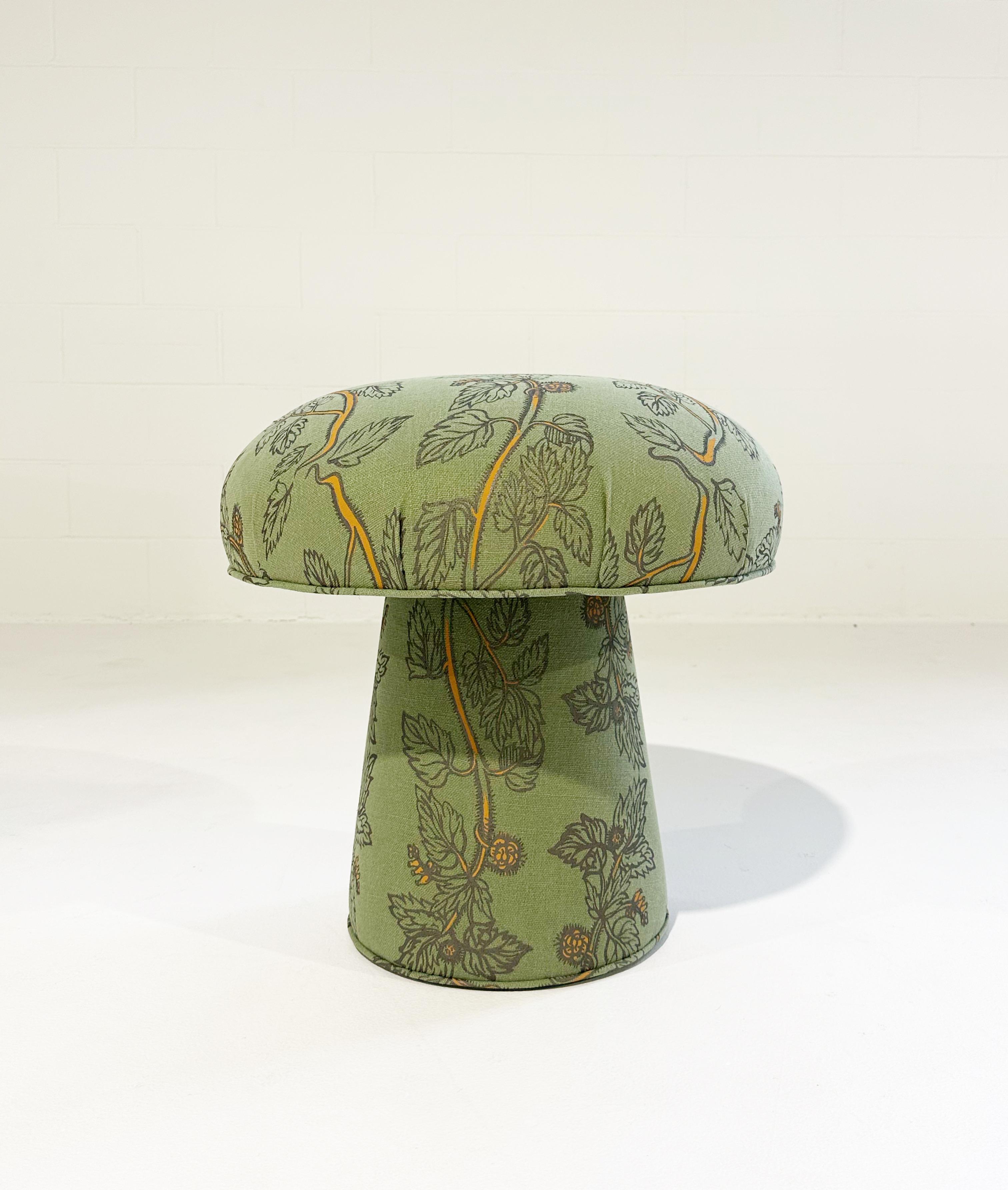 This Forsyth Mushroom Pouf Ottoman was created and designed by the Forsyth design team. Each ottoman is handcrafted in Saint Louis. A cute decorative piece for any room adding natural texture and a bit of whimsy. The perfect ottoman or extra seat.