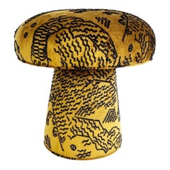 Forsyth Mushroom Pouf in Dedar Jacquard Velvet - Custom 16in D, 16 inch H