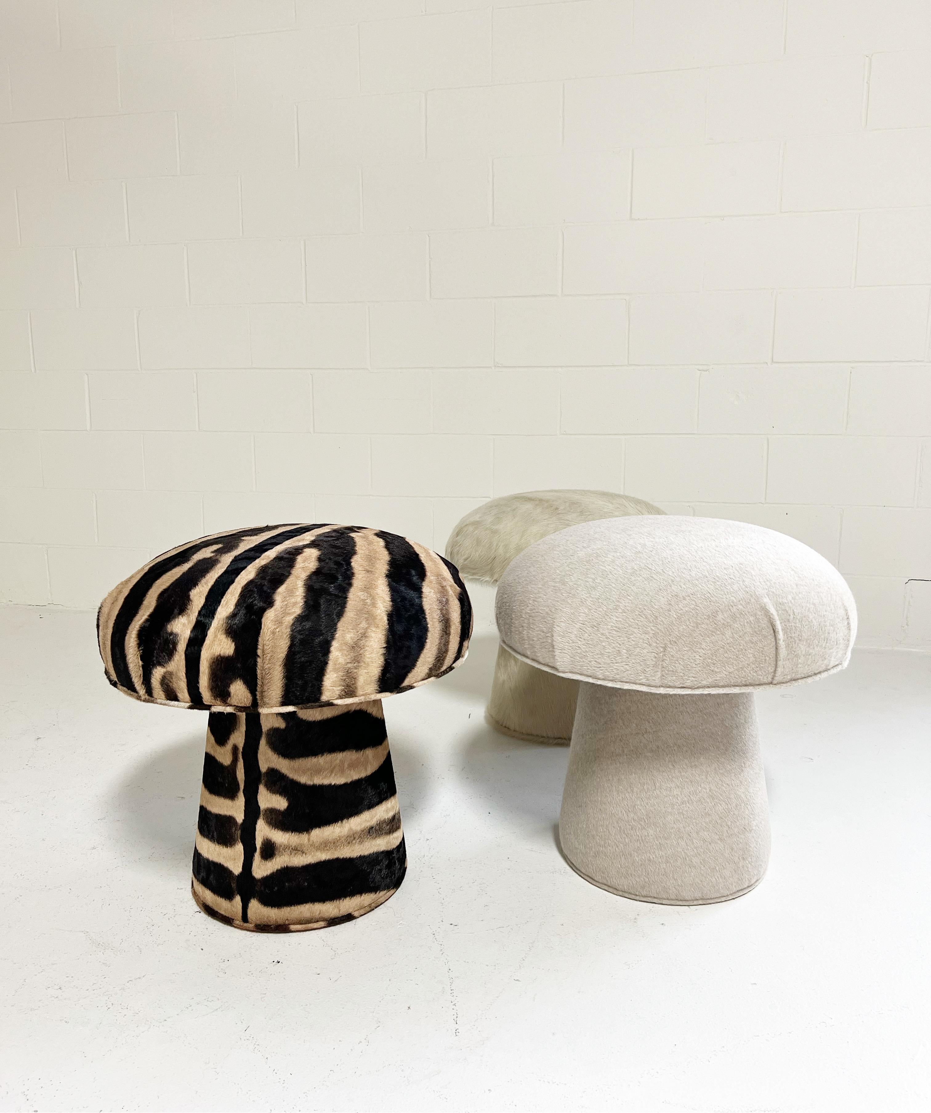 Forsyth Mushroom Pouf Ottoman in Zebra In New Condition For Sale In SAINT LOUIS, MO