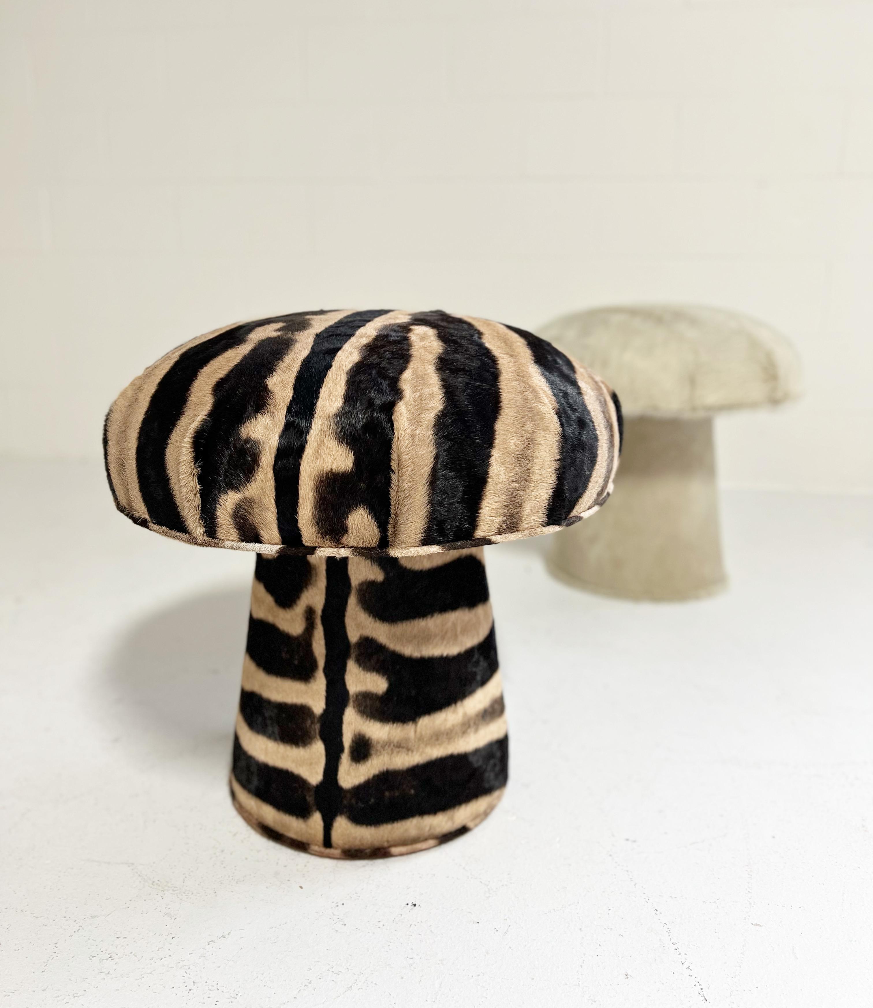 Forsyth Mushroom Pouf Ottoman in Zebra For Sale 1