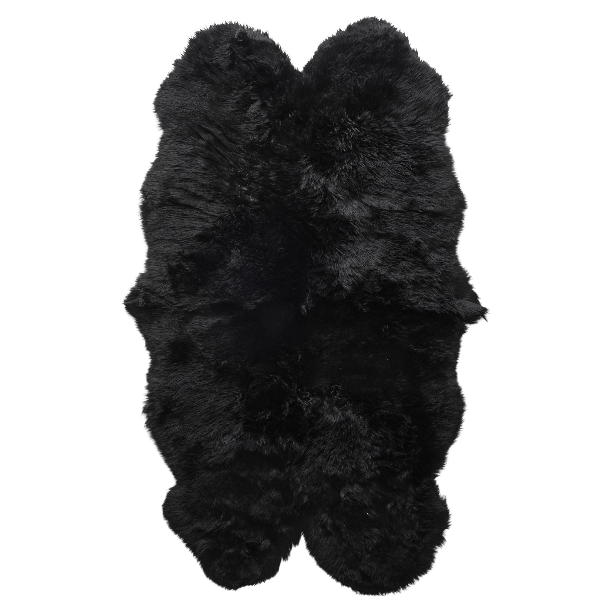 Forsyth New Zealand Sheepskin Quad Rug, Black For Sale