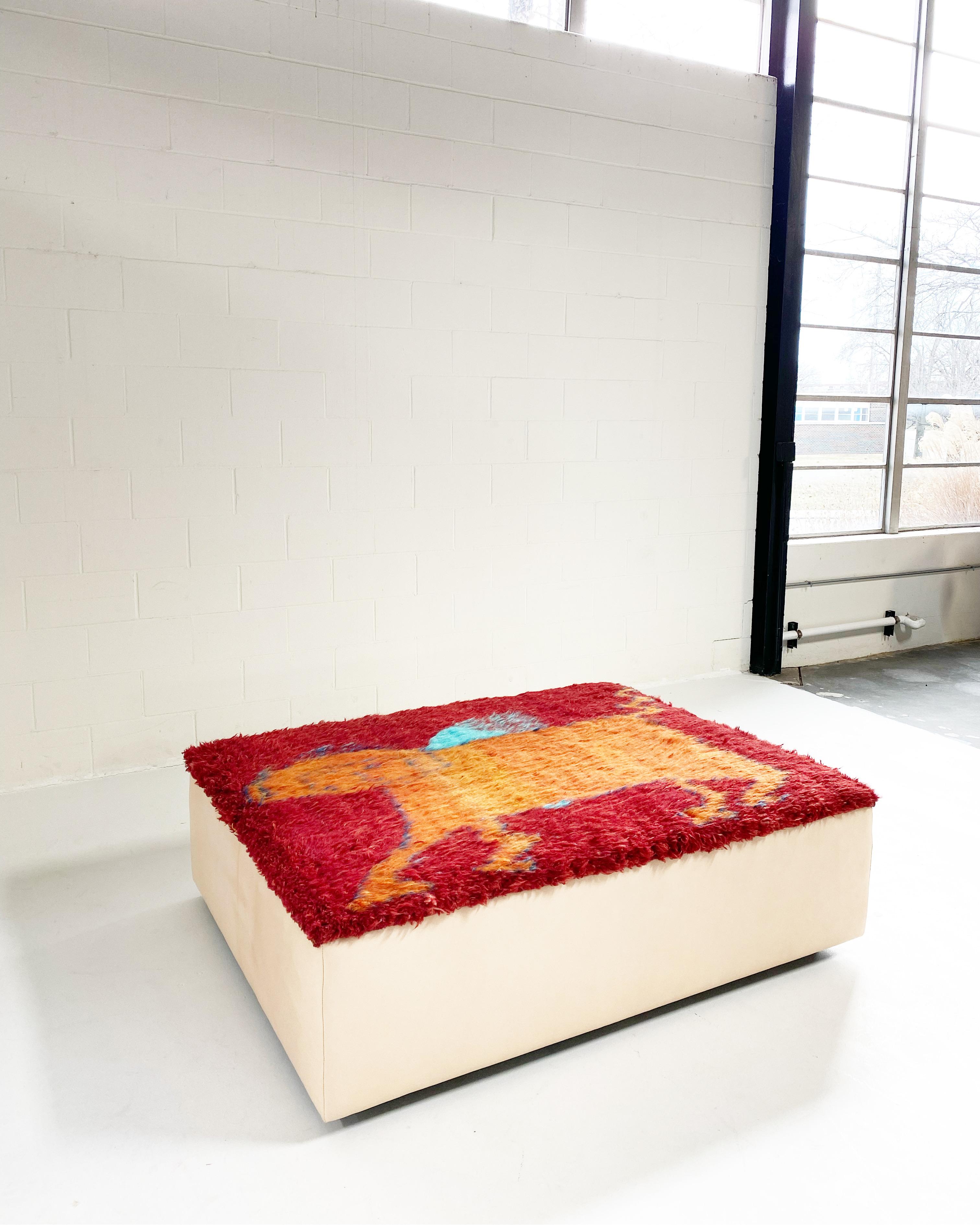 Forsyth One-of-a-kind Ottoman with Vintage Qashqai Gabbeh Rug from Iran For Sale 6