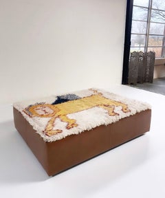 Forsyth One-of-a-Kind Ottoman with Vintage Qashqai Gabbeh Rug from Iran