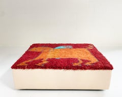 Forsyth One-of-a-kind Ottoman with Vintage Qashqai Gabbeh Rug from Iran