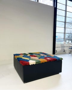 Forsyth One-of-a-kind Ottoman with Vintage Qashqai Gabbeh Rug from Iran