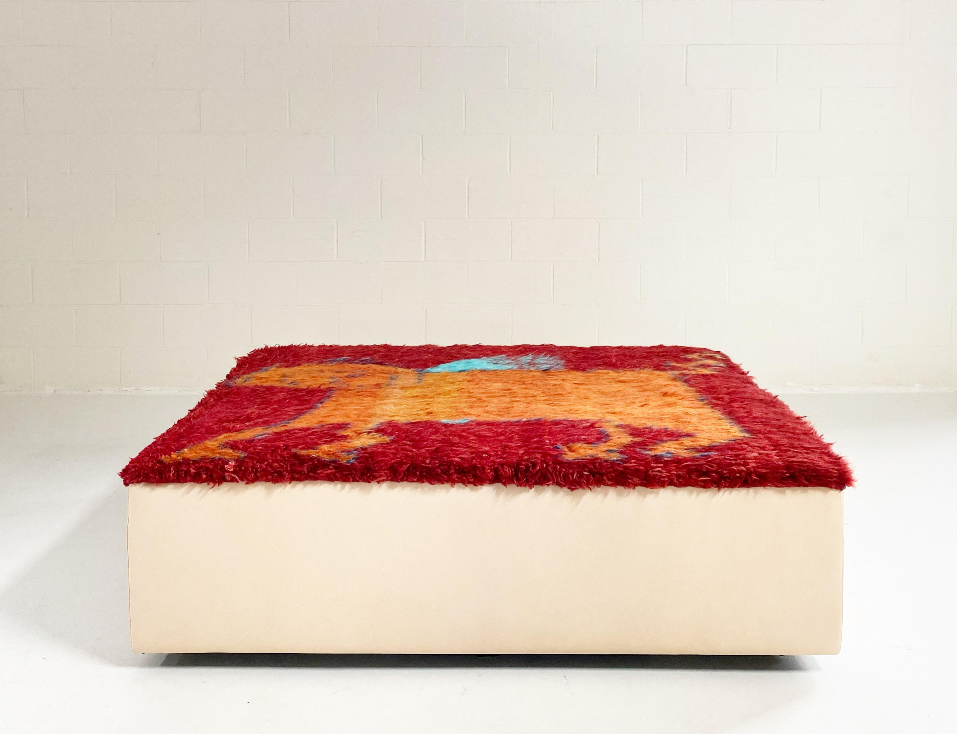 Forsyth One-of-a-kind Ottoman with Vintage Qashqai Gabbeh Rug from Iran For Sale 1