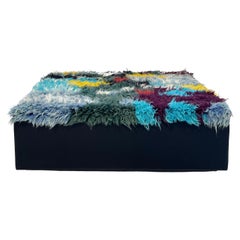 Forsyth One-of-a-kind Ottoman with Vintage Qashqai Gabbeh Rug from Iran