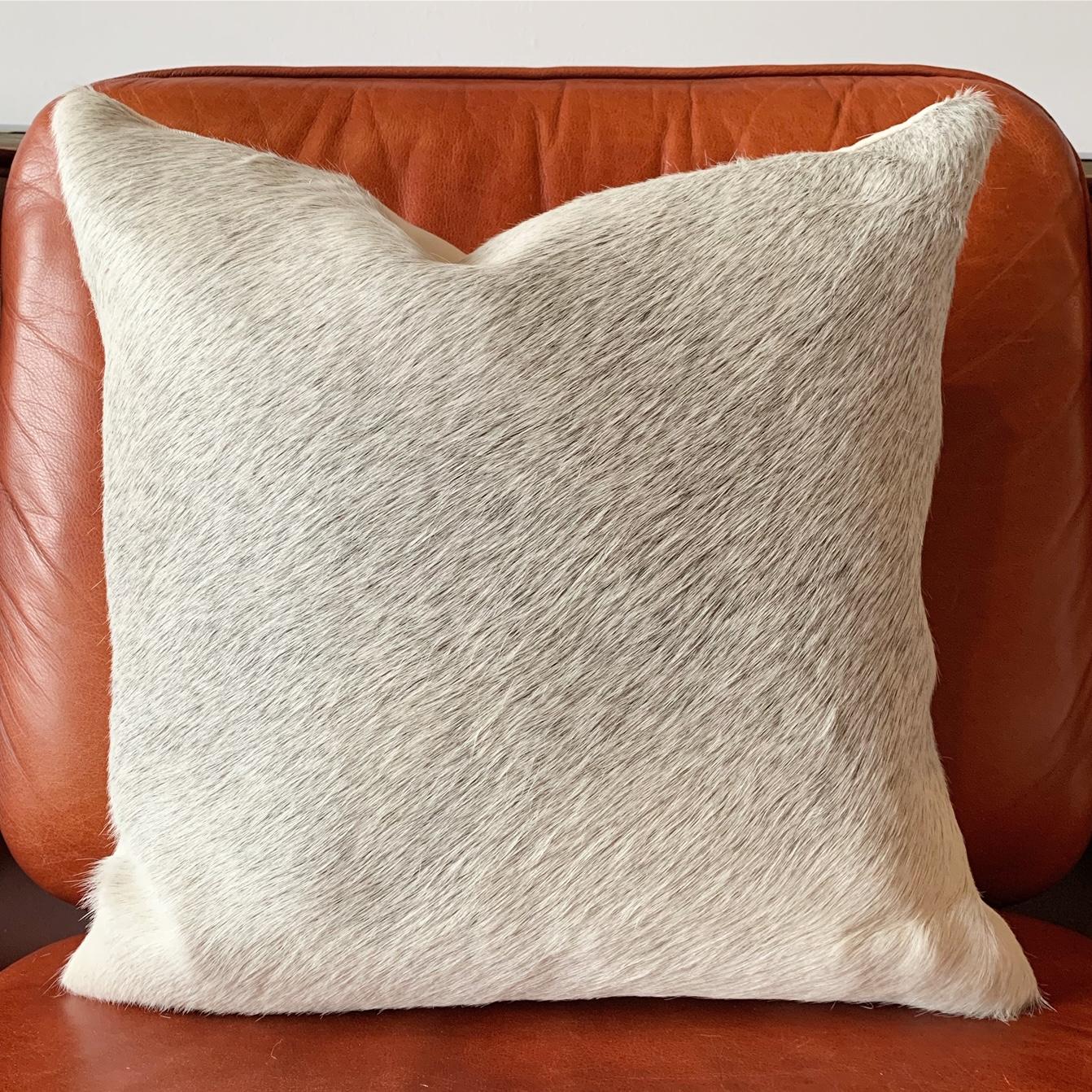 American Forsyth Salt and Pepper Grey Brazilian Cowhide Pillow