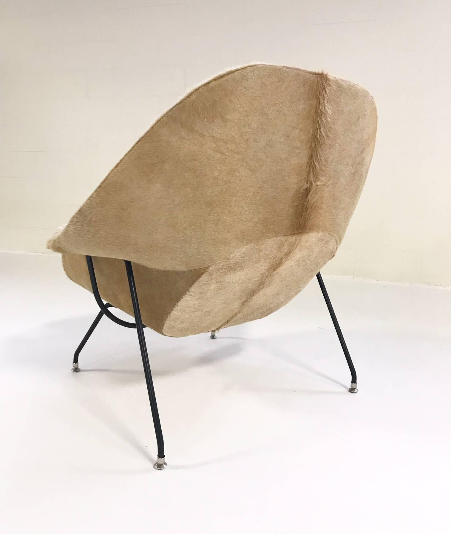 Mid-Century Modern Vintage Eero Saarinen Womb Chair Restored in Brazilian Cowhide