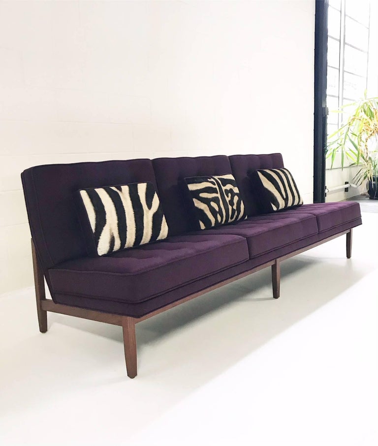 Vintage Florence Knoll Sofa Restored in Loro Piana Aubergine Cashmere
