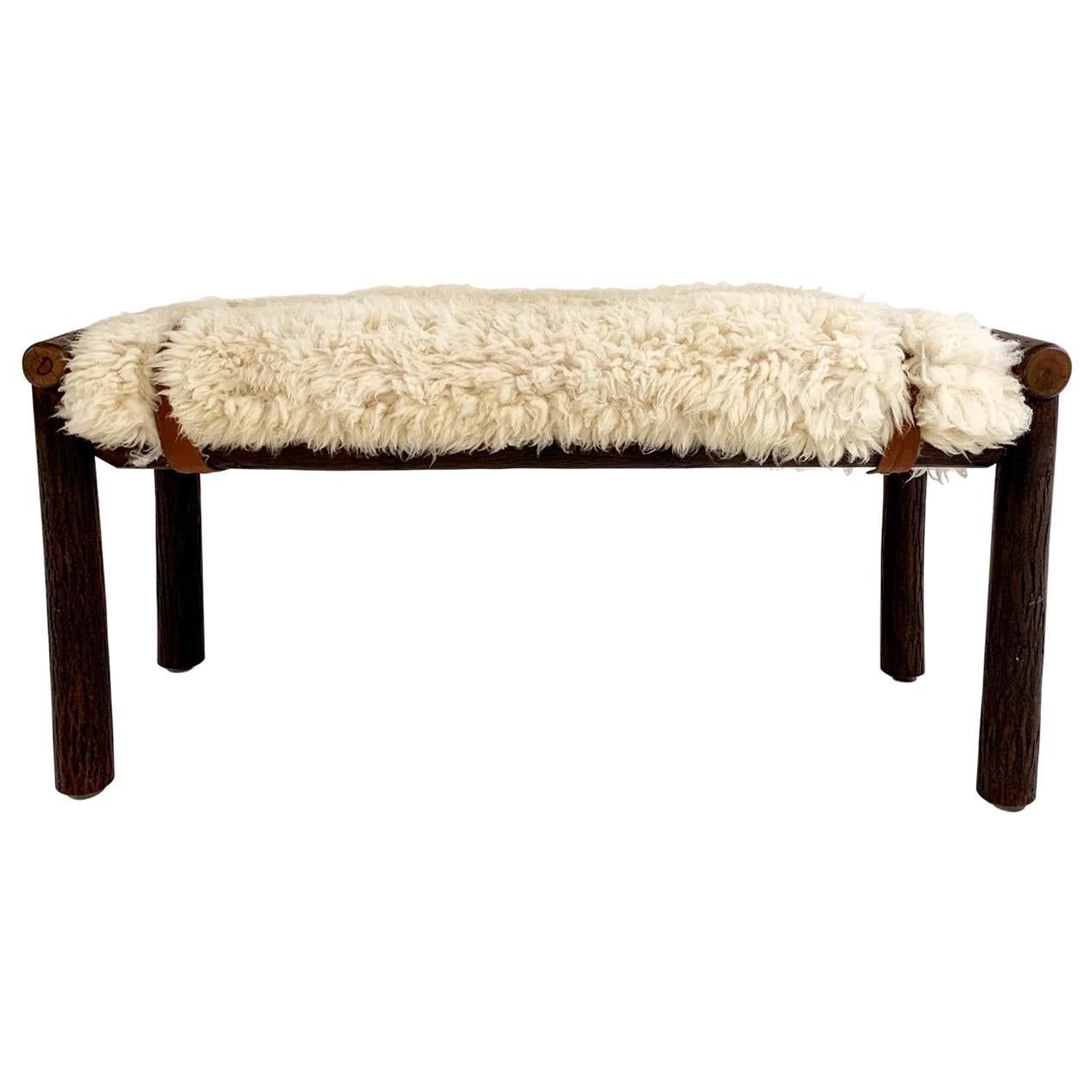 Forsyth X Old Hickory Butte Bench with Custom California Sheepskin Cushion