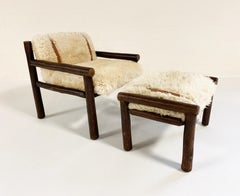 Forsyth X Old Hickory Butte Chair and Ottoman with Custom Sheepskin Cushions