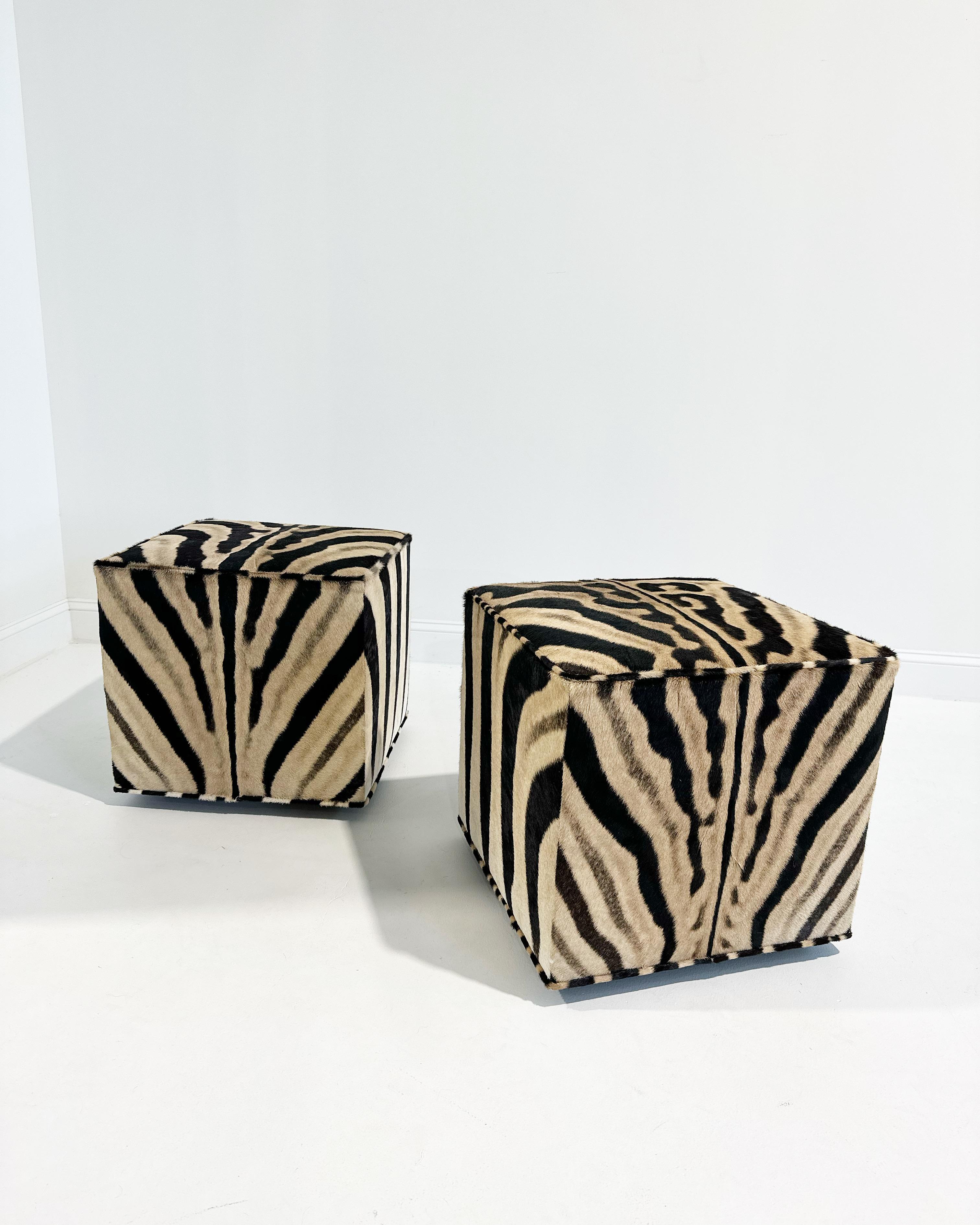 Forsyth Zebra Cube Ottoman For Sale 6