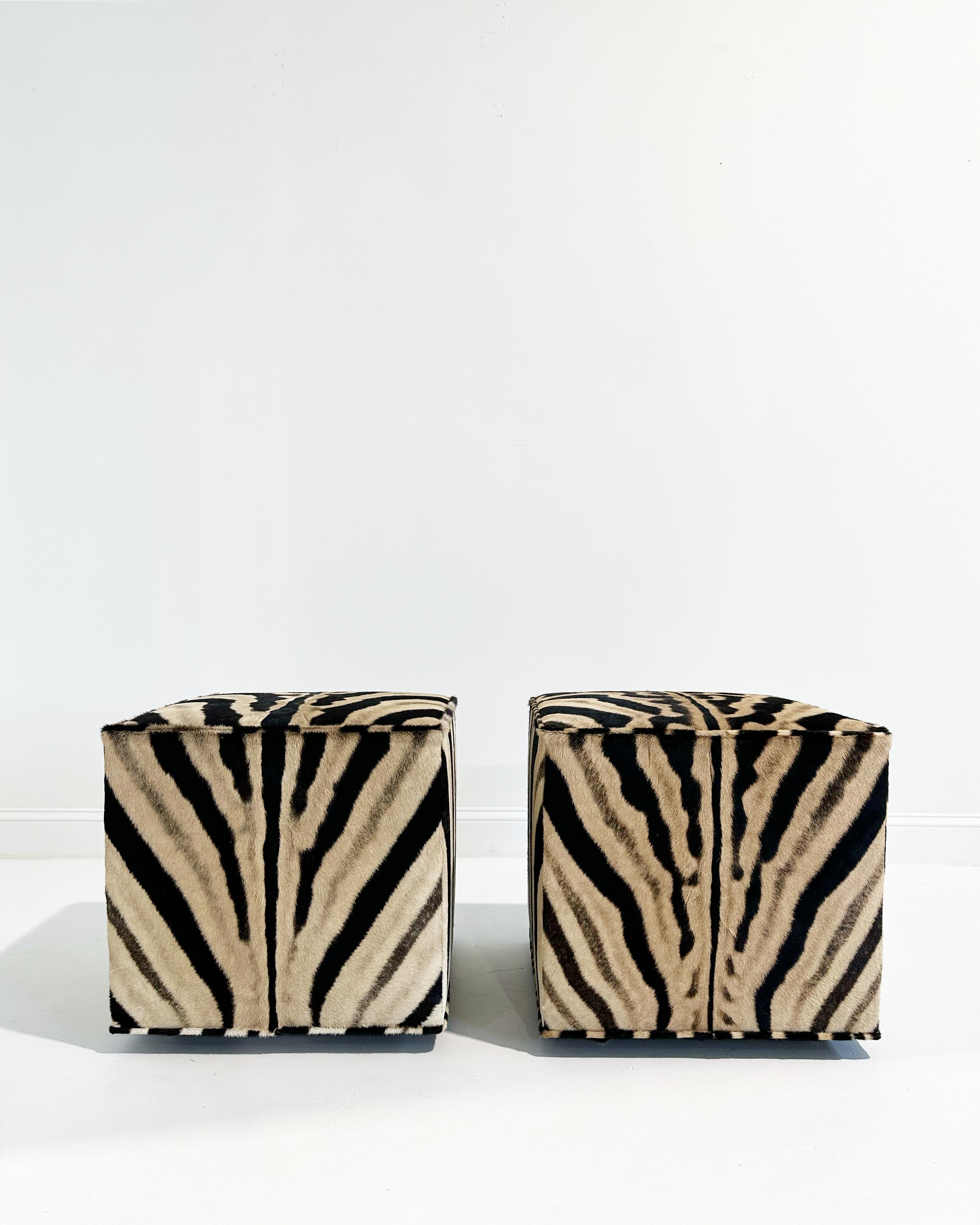 Forsyth Zebra Cube Ottoman For Sale 6