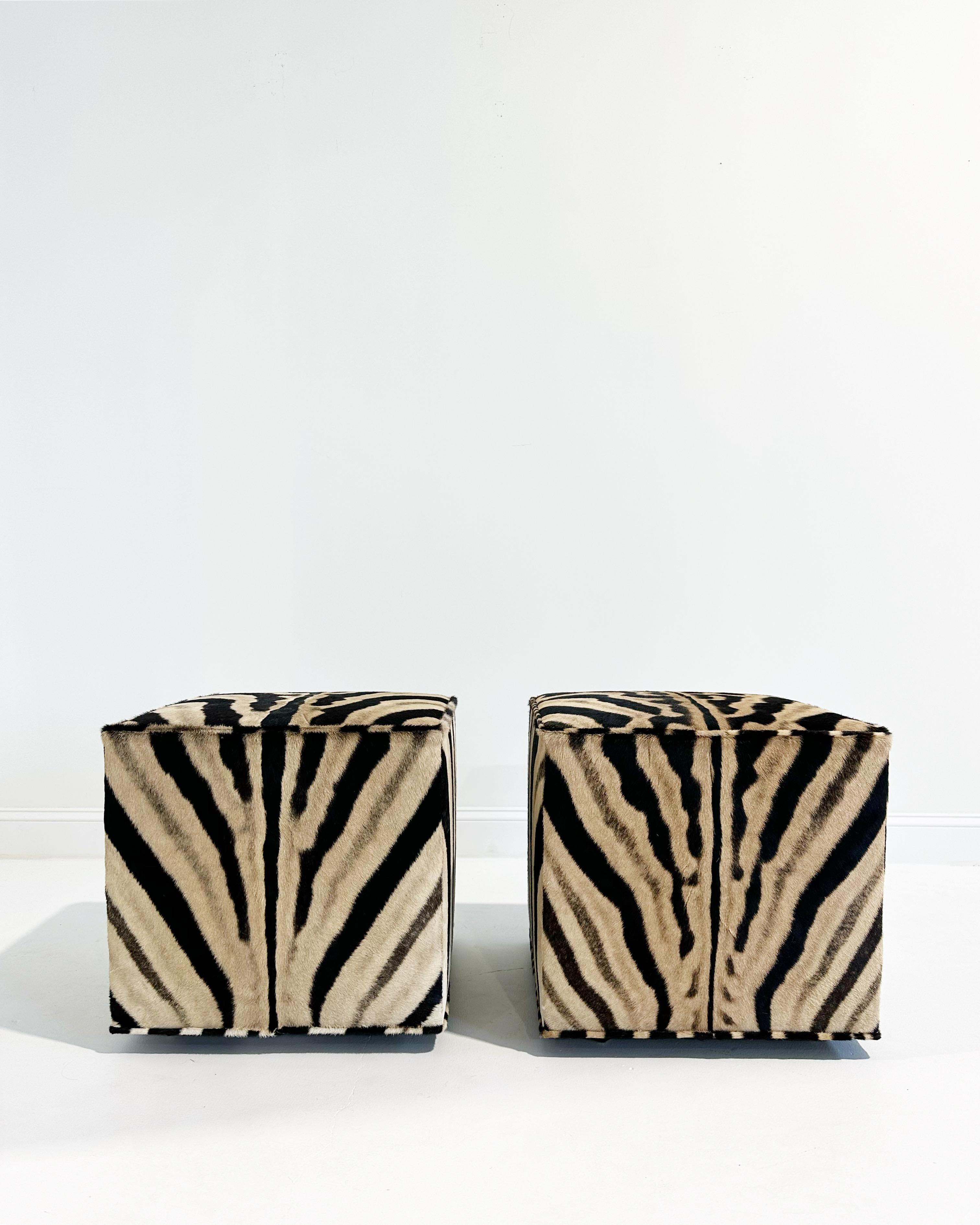 Forsyth Zebra Cube Ottoman For Sale 7