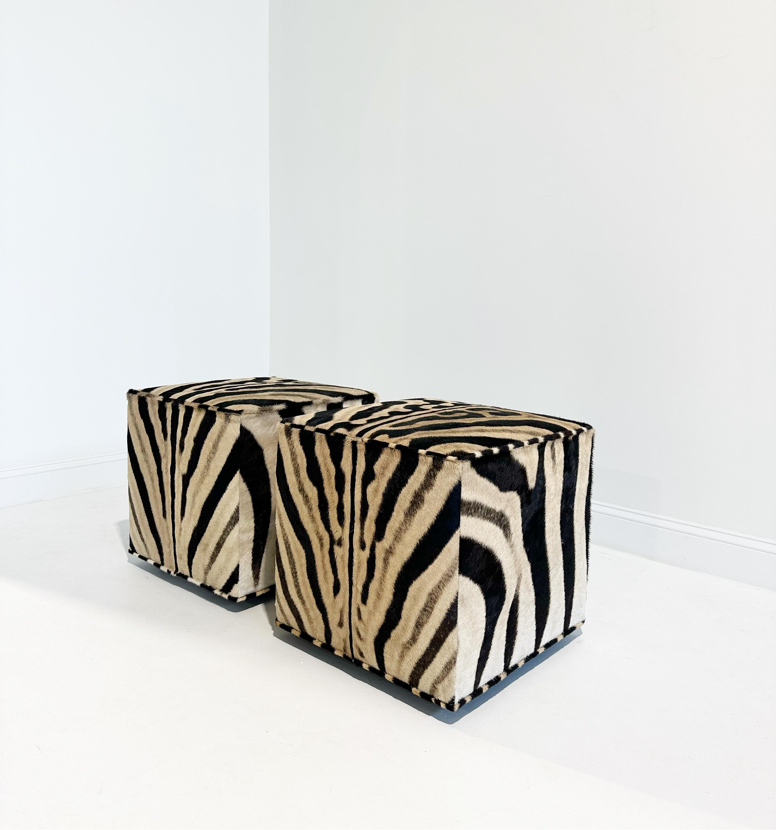 Forsyth Zebra Cube Ottoman For Sale 7