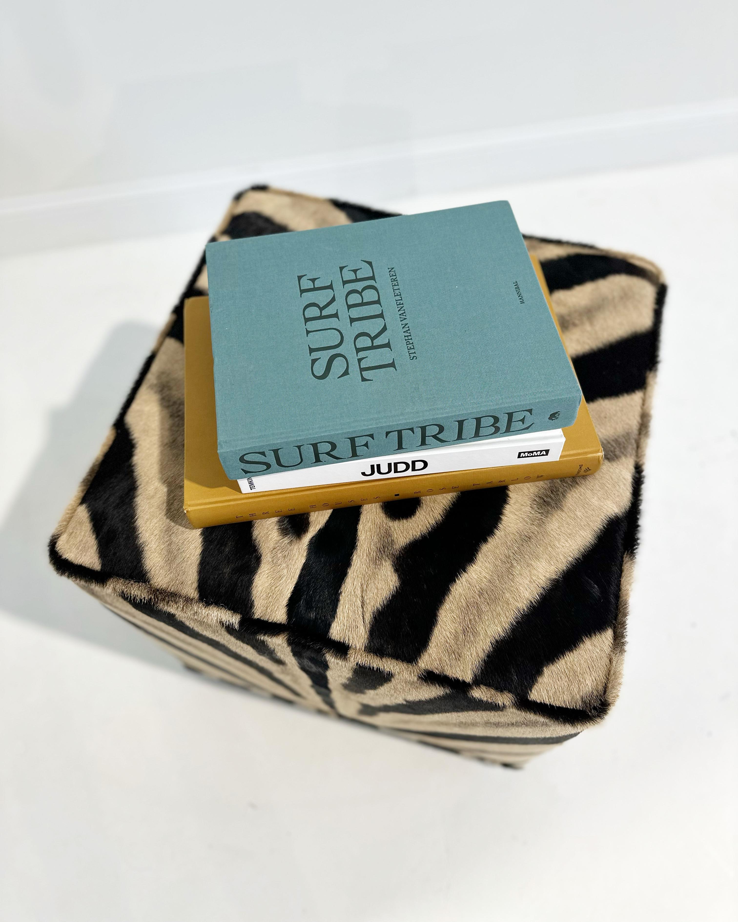 American Forsyth Zebra Cube Ottoman For Sale