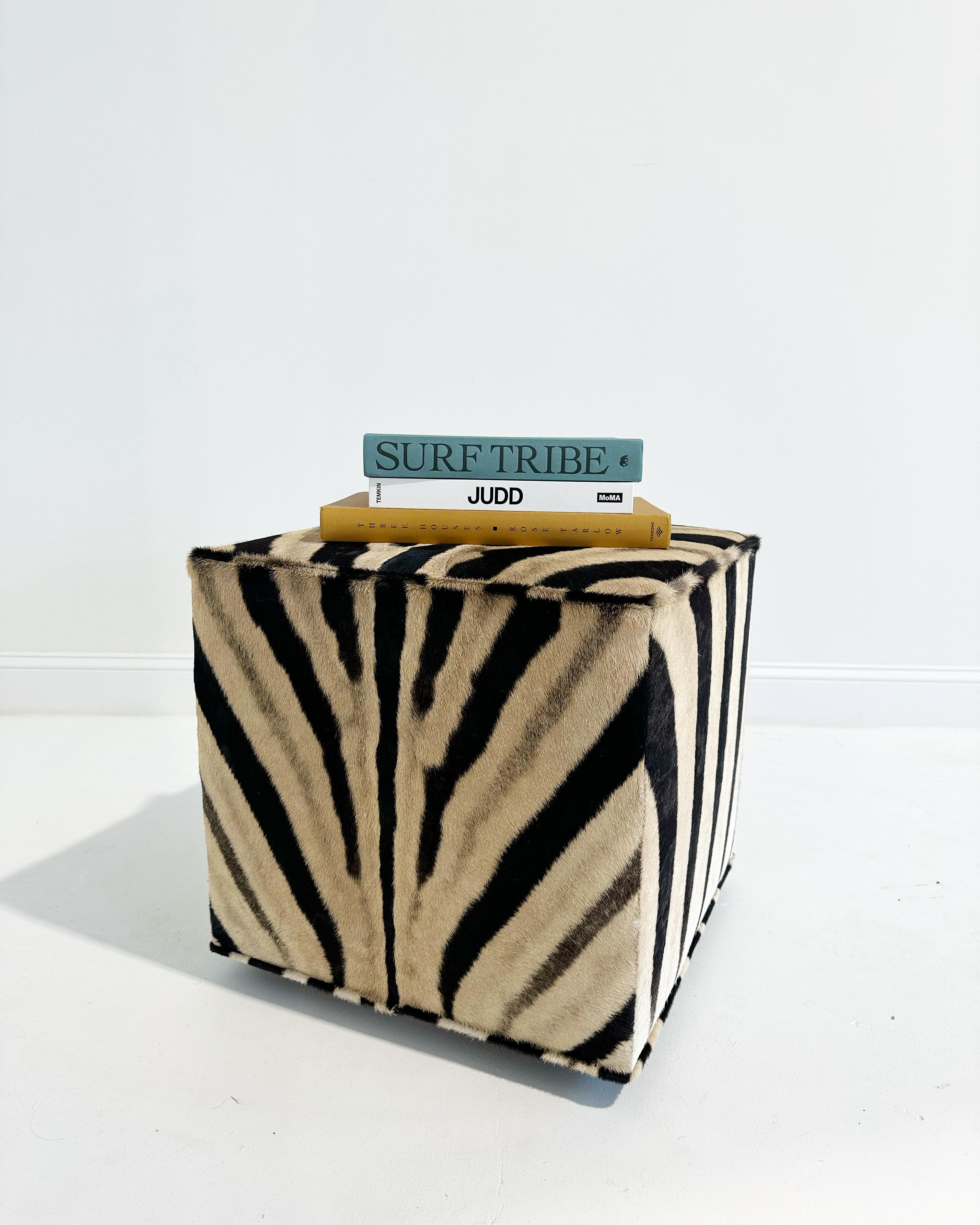 American Forsyth Zebra Cube Ottoman For Sale