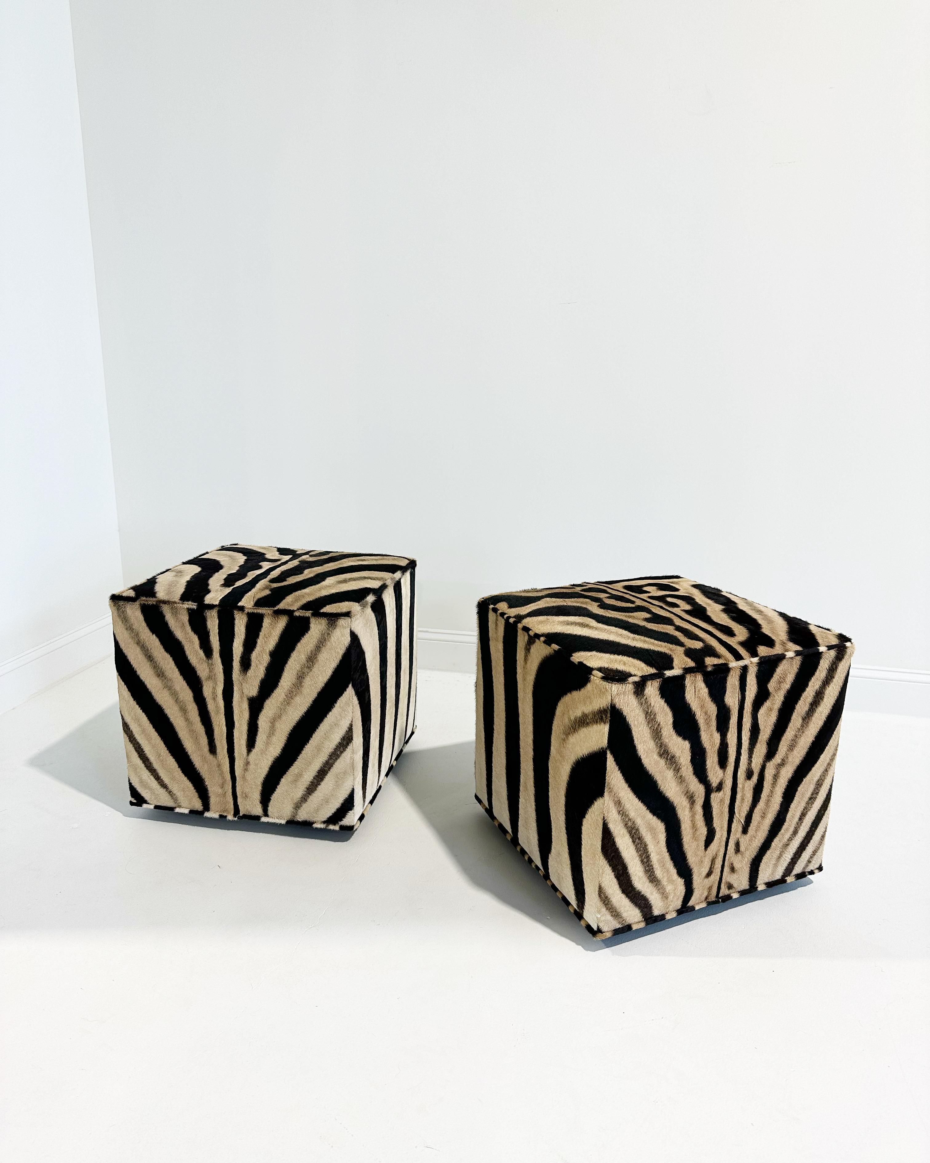 Forsyth Zebra Cube Ottoman For Sale 2