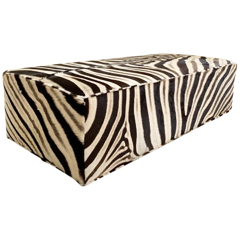 Forsyth Zebra Hide Ottoman at 1stDibs
