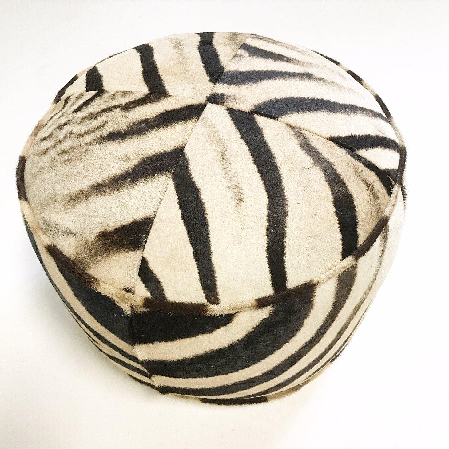 American Forsyth Zebra Hide Pouf Ottoman
