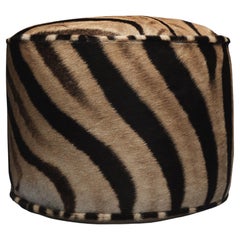 Forsyth Zebra Hide Pouf Ottoman with Feet