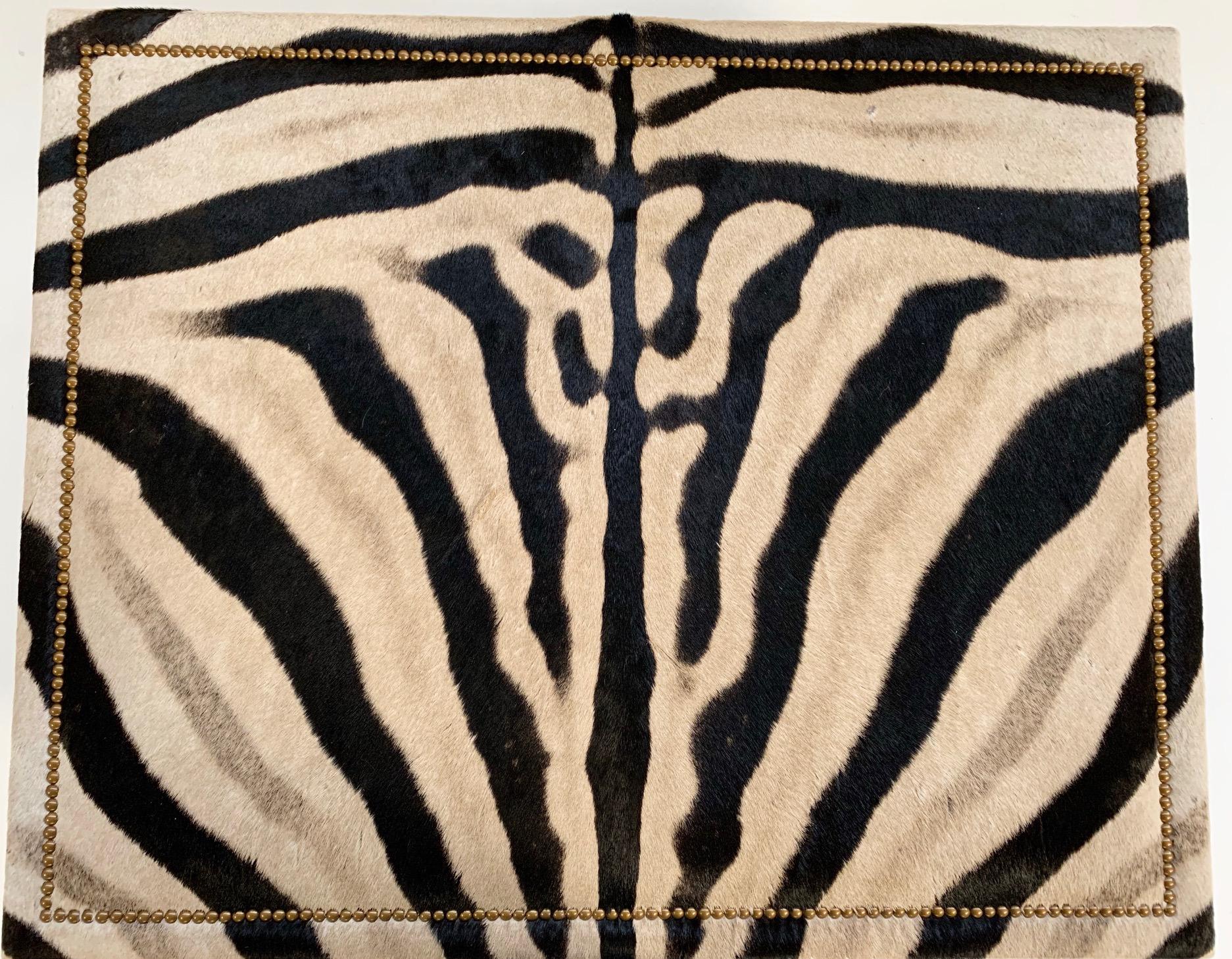 Contemporary Forsyth Zebra Parsons Style Ottoman or Coffee Table, Made to Order For Sale