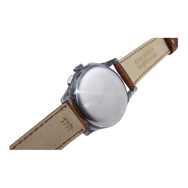 Montre chronographe Forsythe en acier avec cadran original non restauré des années 1940 en vente 5