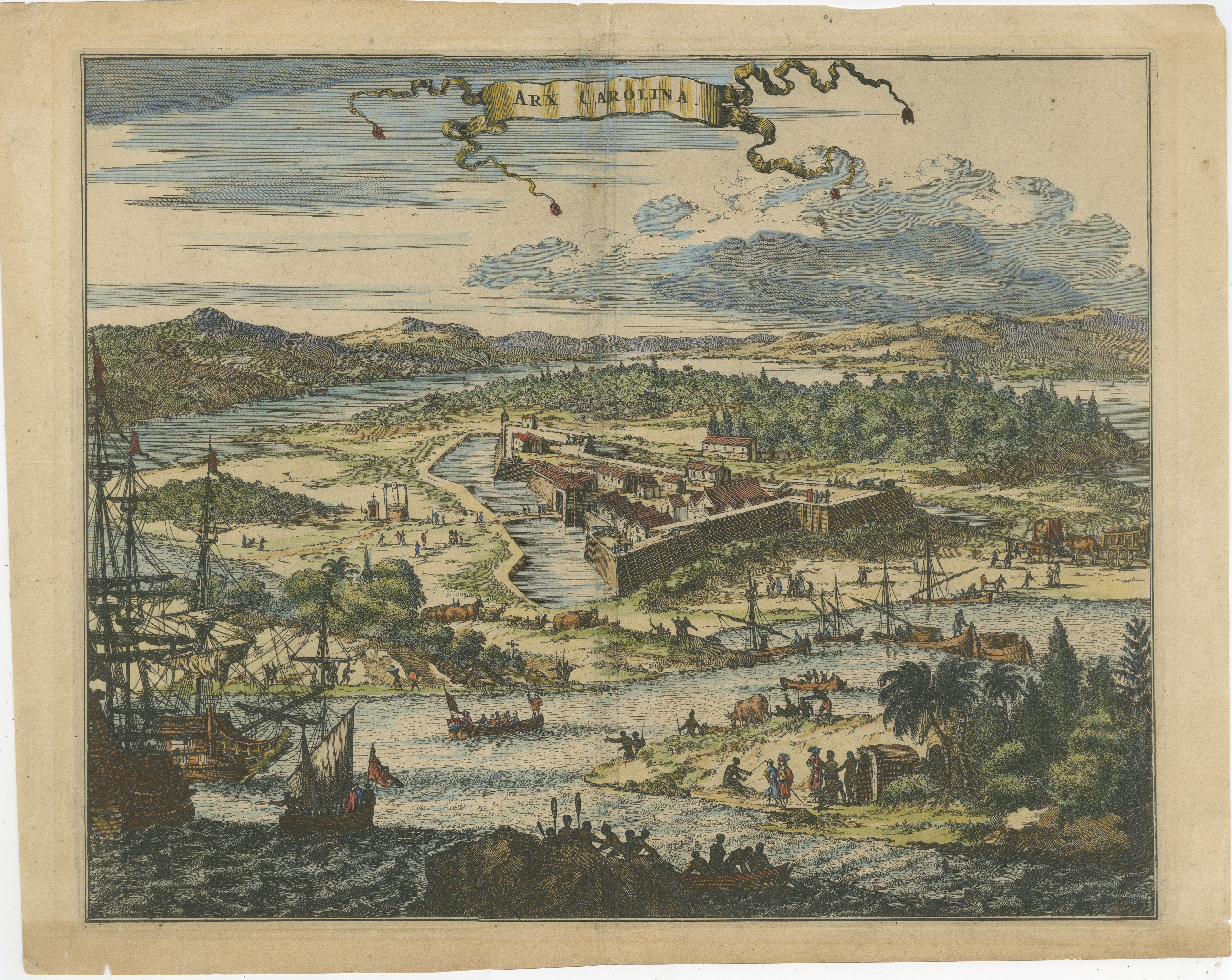 Fort Caroline in Florida, Montanus Engraving – Early America View 1671