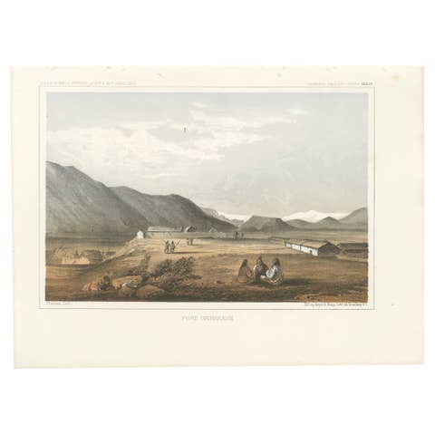 Fort Okinakane - Tinted Lithograph from the Pacific Railroad Survey, 1856
