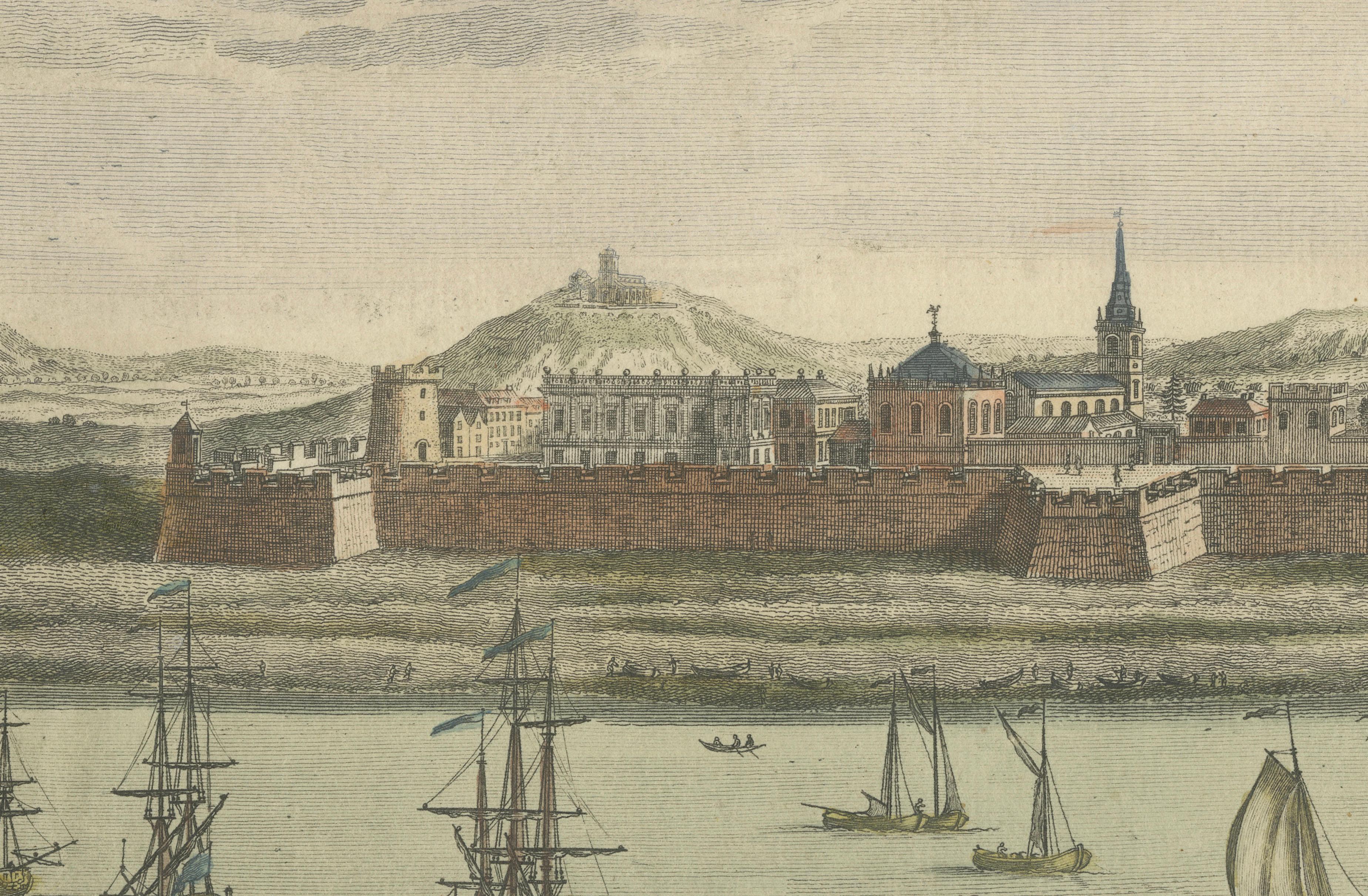 Fort St. George an der Coromandel-Küste - Handkolorierter Kupferstich von Sayer, 1754 (Graviert) im Angebot
