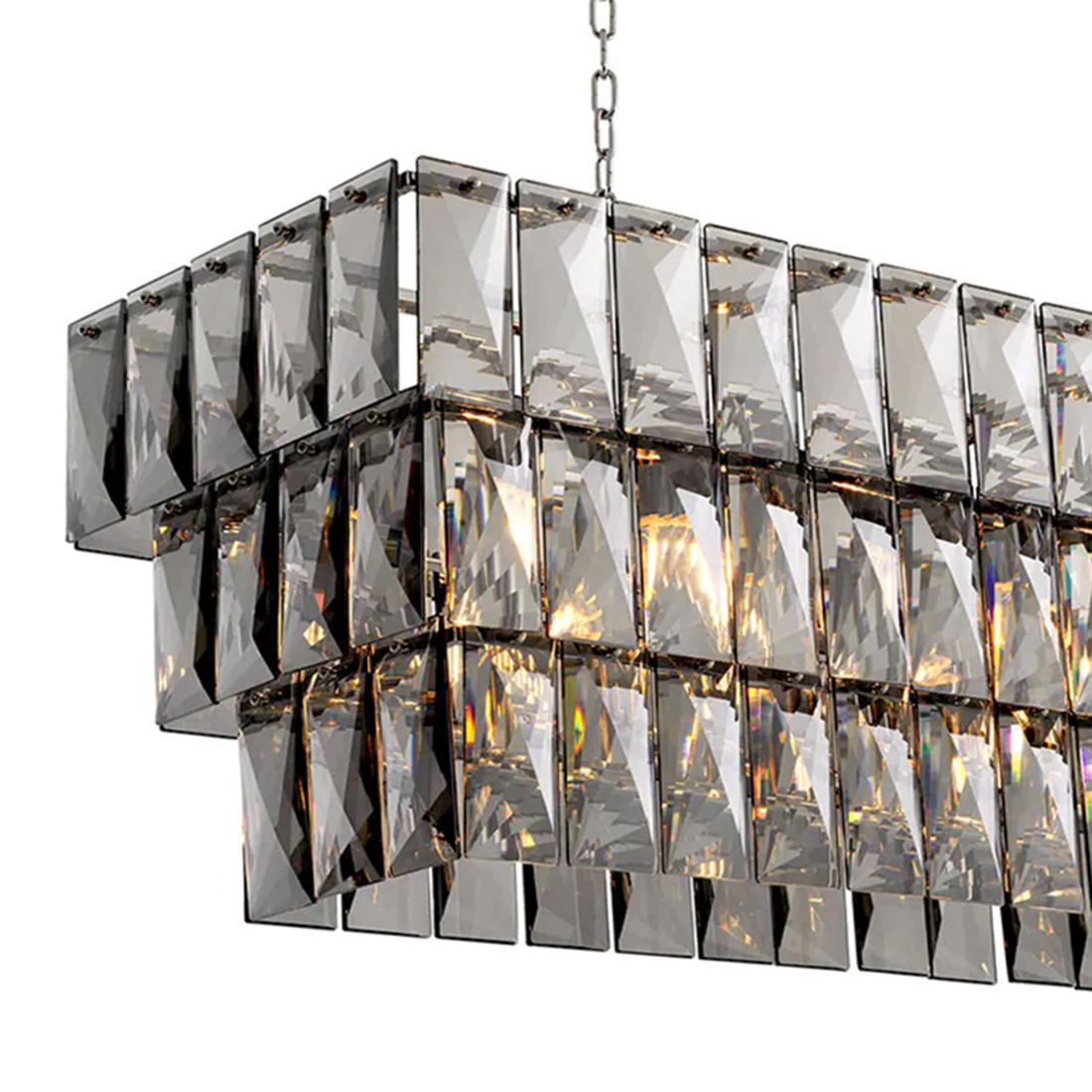 Carved Fort Worth Smoked Chandelier For Sale