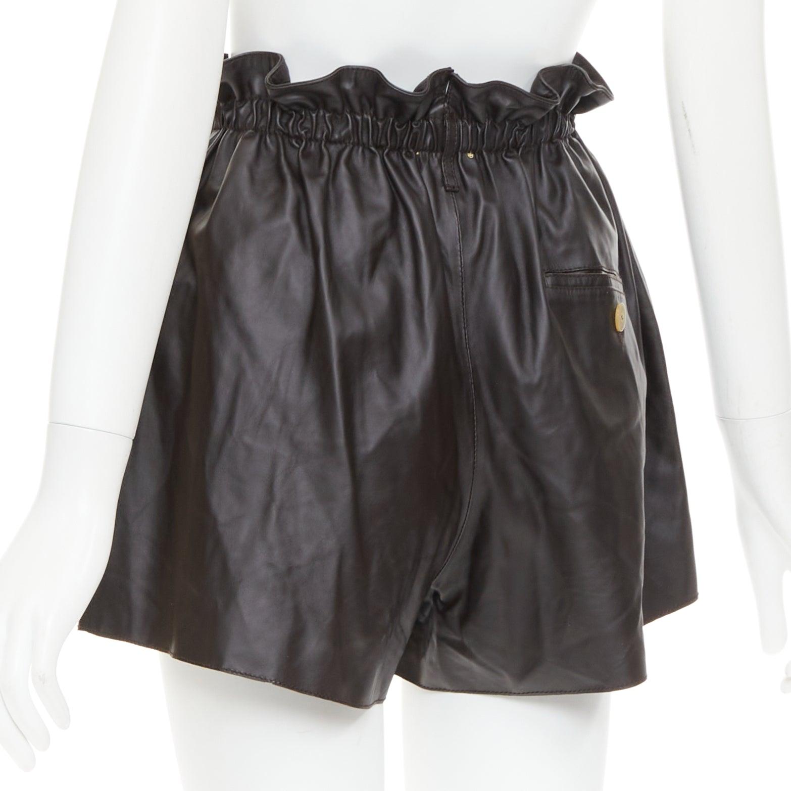FORTE FORTE Parrrs chocolate brown leather paperbag waist shorts Sz.1 S For Sale 1