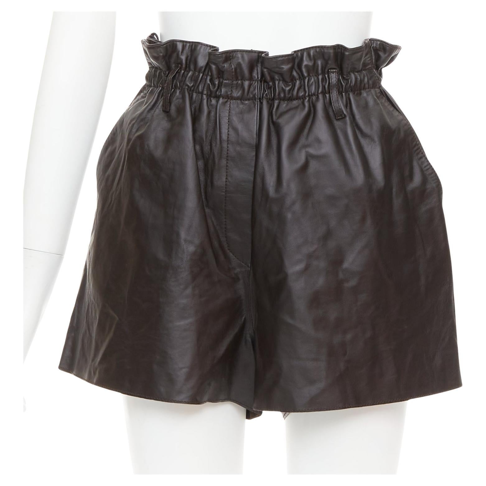 FORTE FORTE Parrrs chocolate brown leather paperbag waist shorts Sz.1 S