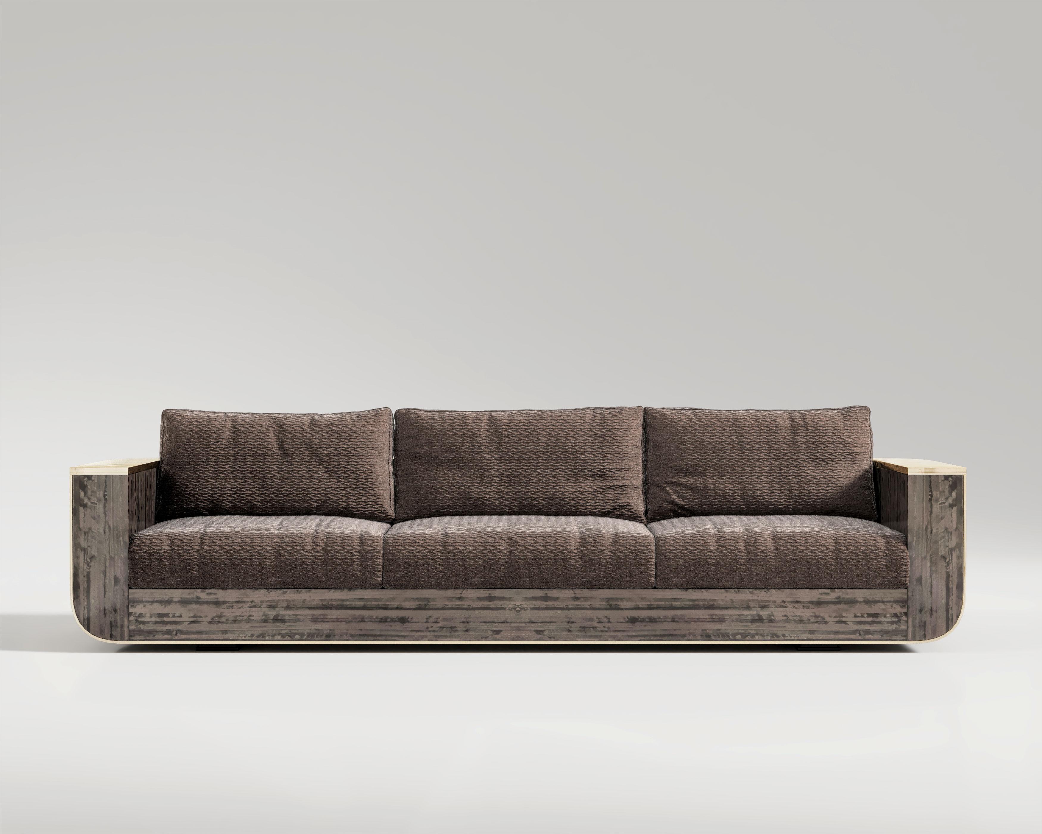 Forte Sofa Eucalyptus

The Forte Sofa is an artisanal piece of contemporary design, with a ziricote frame beautifully highlighted with polished bronze accents. Luxury is added to the opulence. Its smooth edges and cozy materials distribute