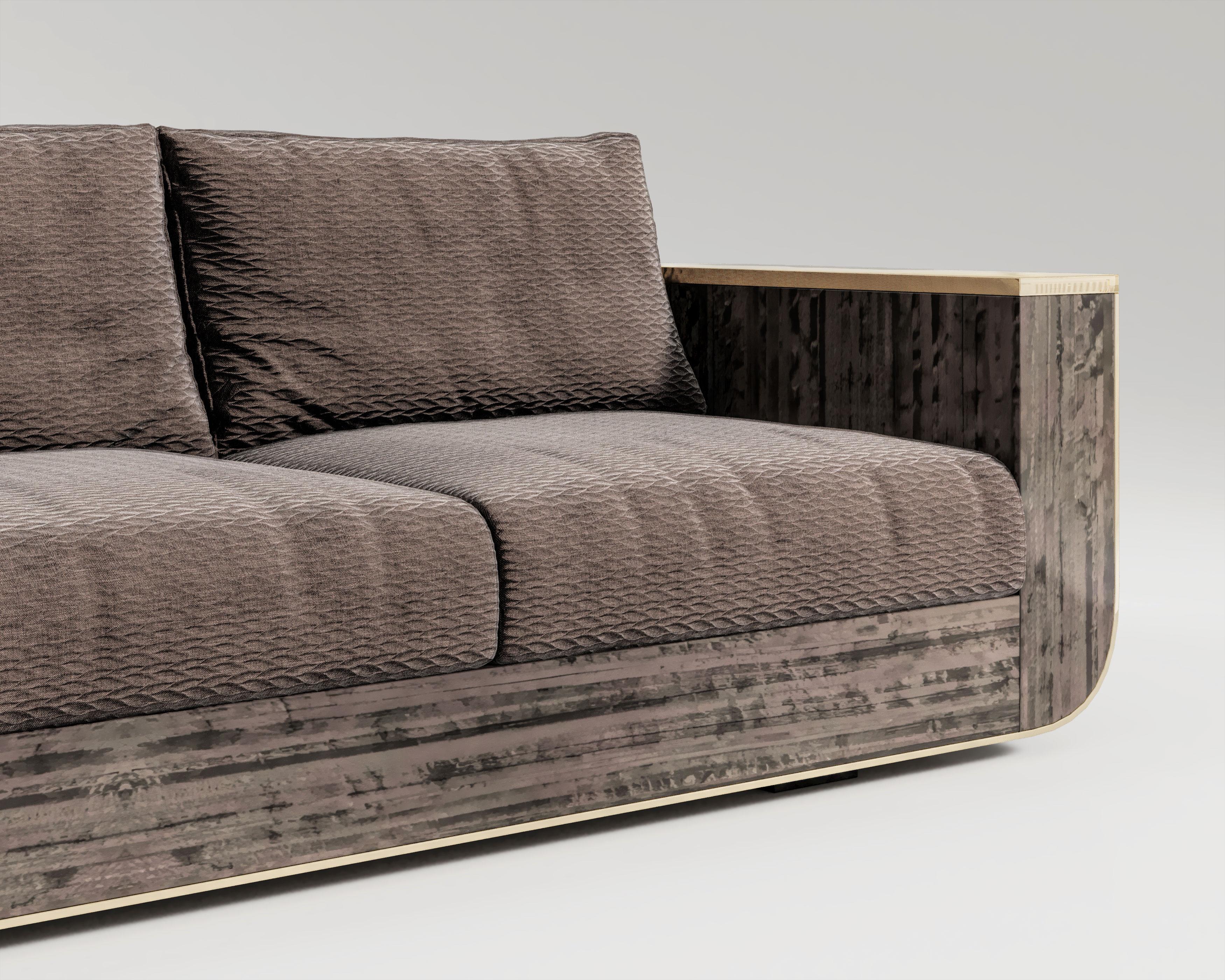 Brass Forte Sofa in Eucalyptus and Polished Bronze by Palena Furniture For Sale