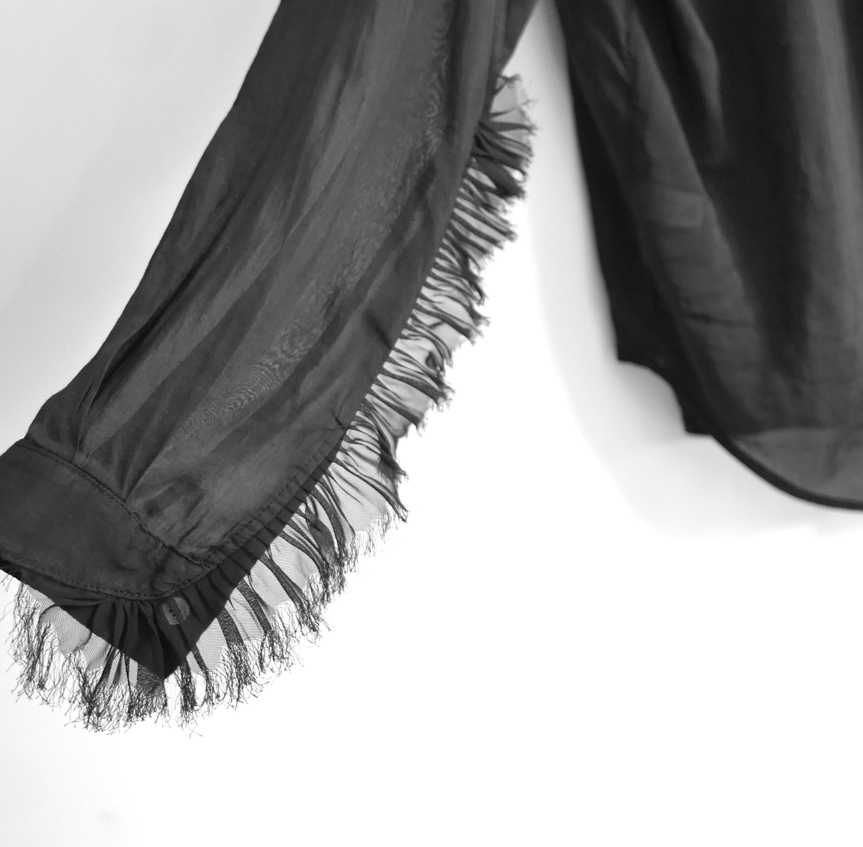 Forte_Forte - Camicia nera in cotone e seta con balze sul davanti In condizioni ottime in vendita a London, GB