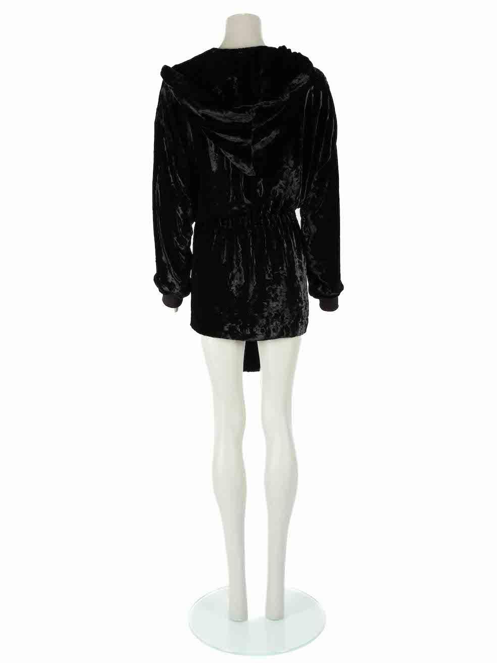 Forte_Forte Black Velvet Hooded Coat Size S In Good Condition For Sale In London, GB