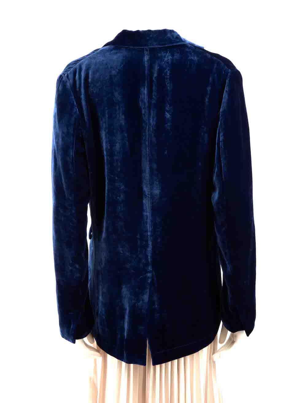 Forte_Forte Blue Velvet Blazer Jacket Size M In Good Condition For Sale In London, GB
