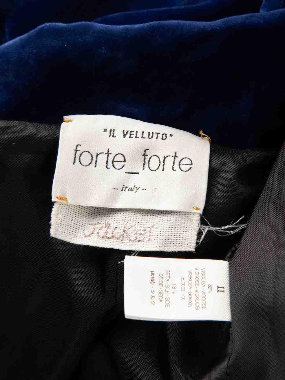 Forte_Forte Blue Velvet Blazer Jacket Size M For Sale 1