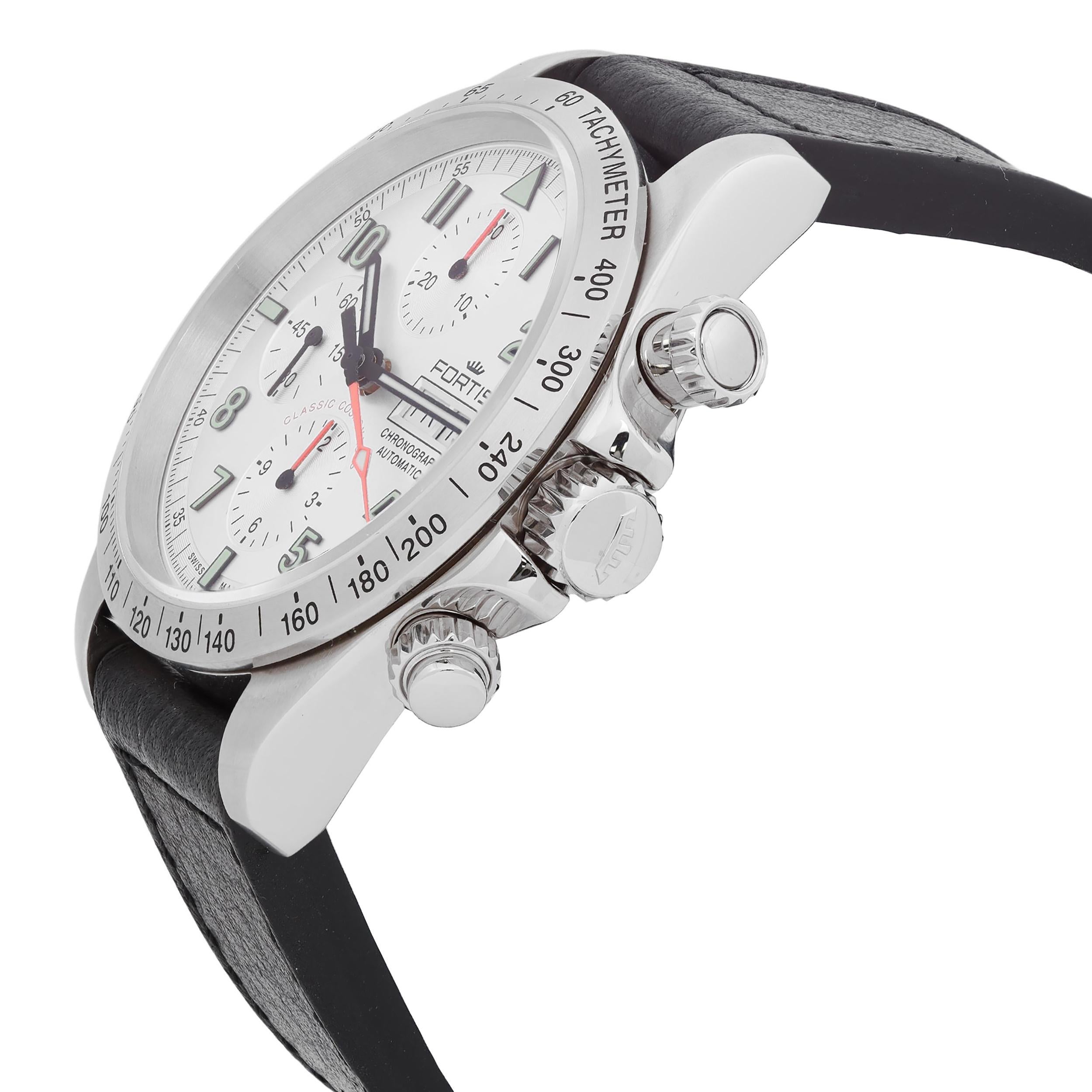 Fortis Classic Cosmonauts Stahl Chronograph Automatik Herrenuhr F2140006 im Zustand „Neu“ in New York, NY