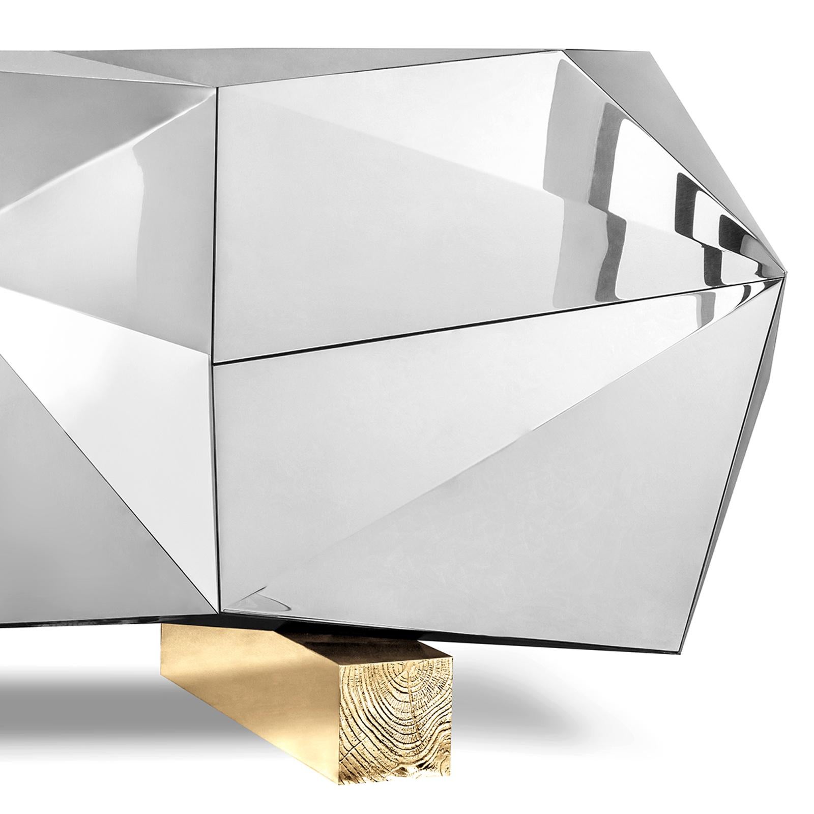 Brass Fortnox Sideboard in Polished Stainless Steel For Sale