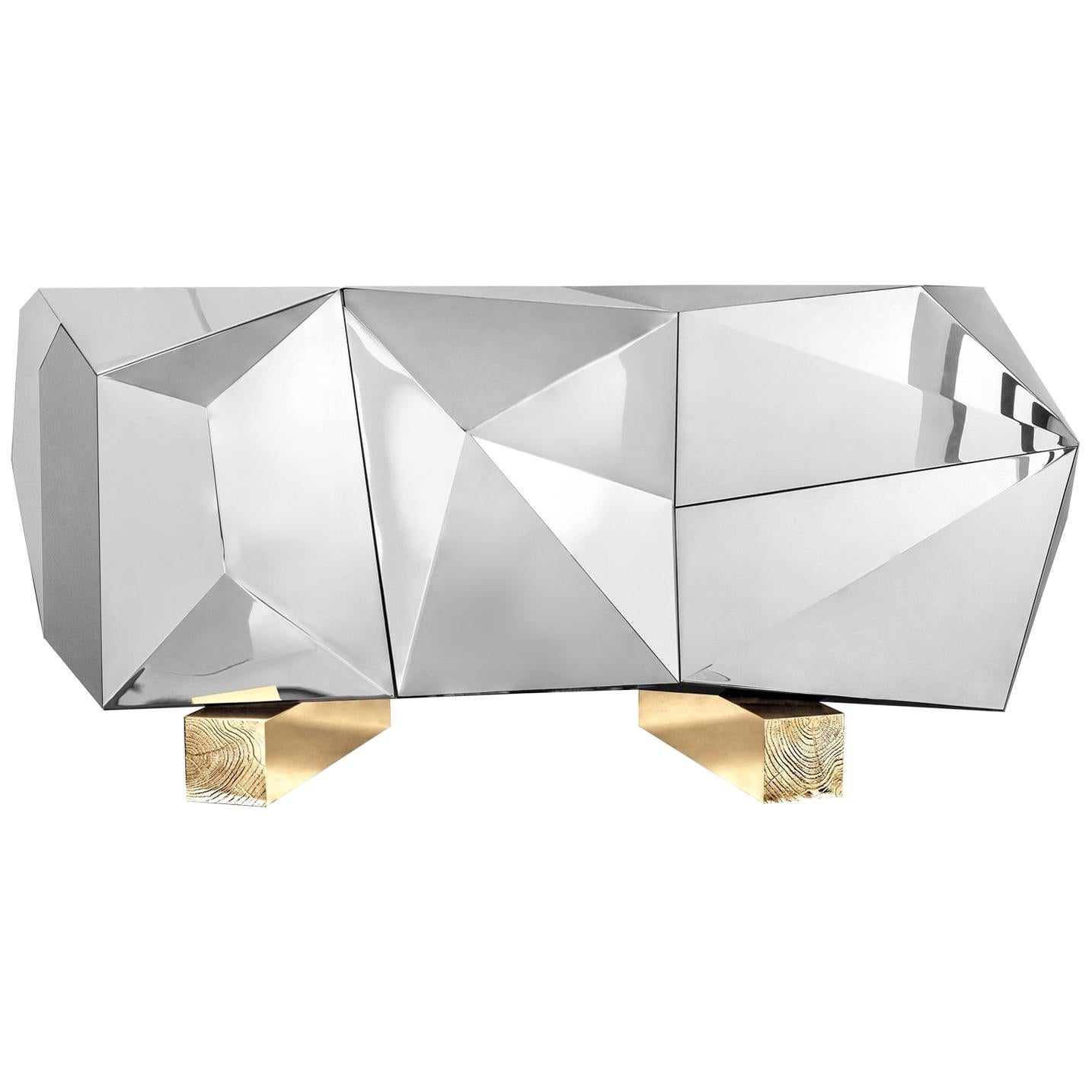 Fortnox Sideboard in Polished Stainless Steel For Sale