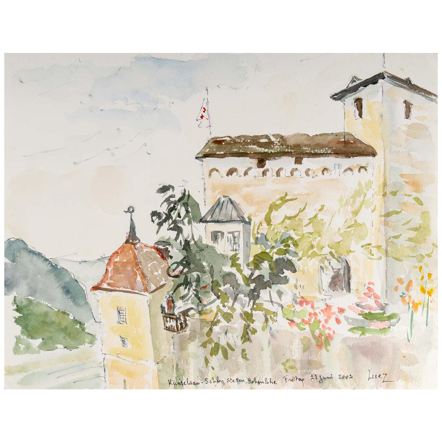 Fortress and Landscape, Watercolour on Paper by Luez