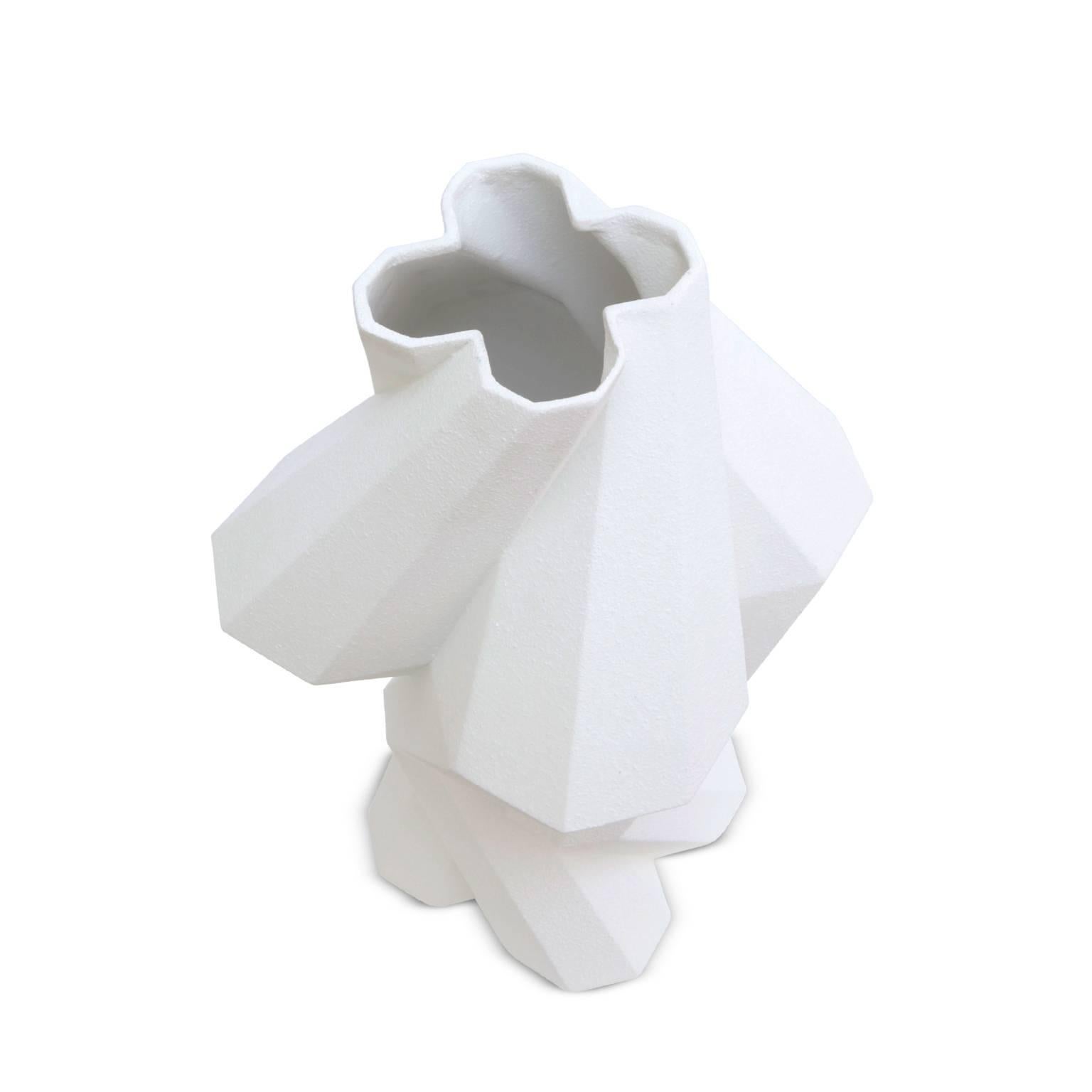 Modern Fortress Column Vase, White Ceramic by Lara Bohinc, in Stock